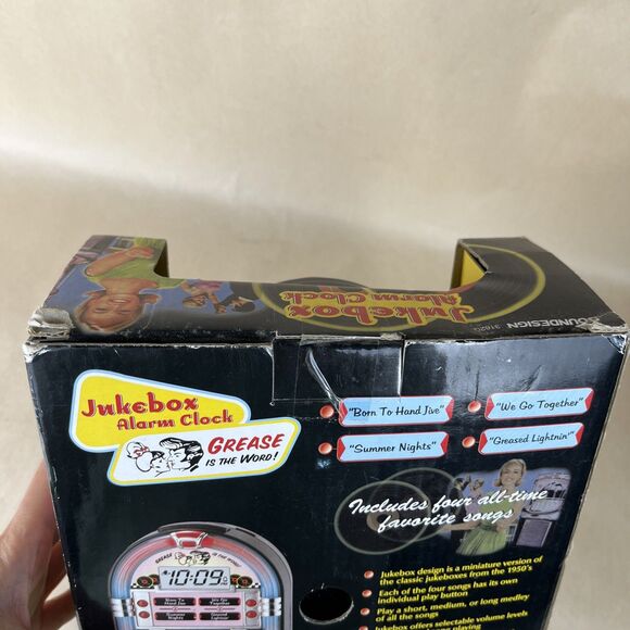 NIB Sound Design Miniature Jukebox Alarm Clock "GREASE is the Word" Video - Picture 11 of 11